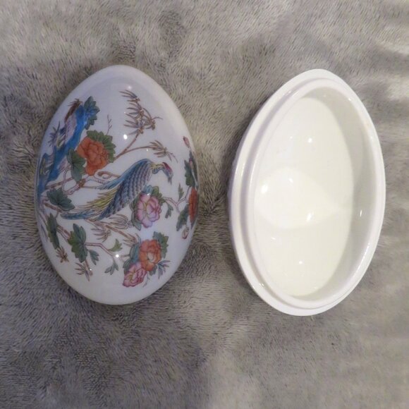 Wedgwood Kutani Crane Small Egg Shape Lidded China Trinket Dish Made in England - Picture 4 of 16
